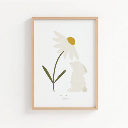 Personalised Bunny with Daisy Print