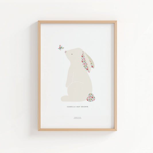 Pink Ditsy Flower Bunny Print