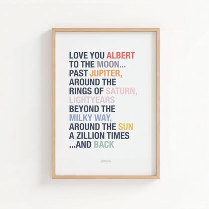 Personalised Love You to the Moon Print