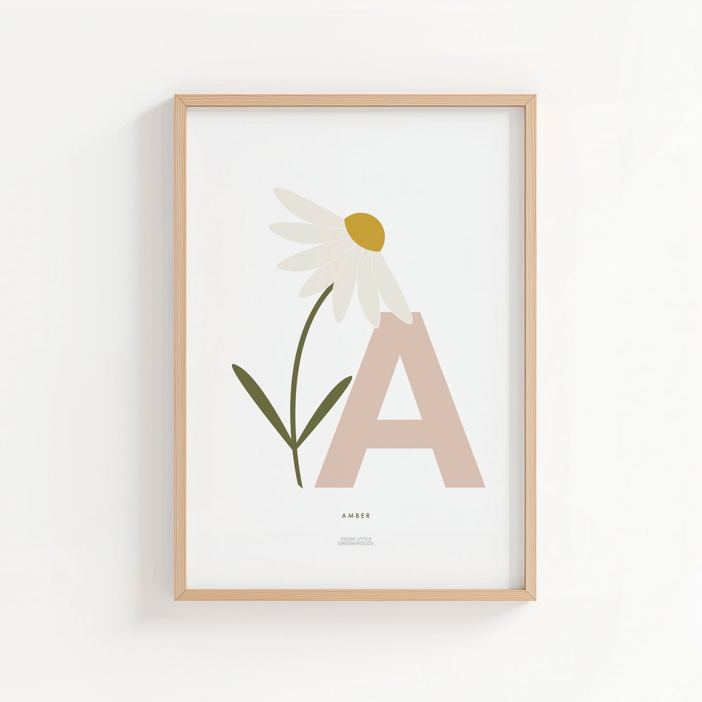 Single Stem Daisy Initial Print