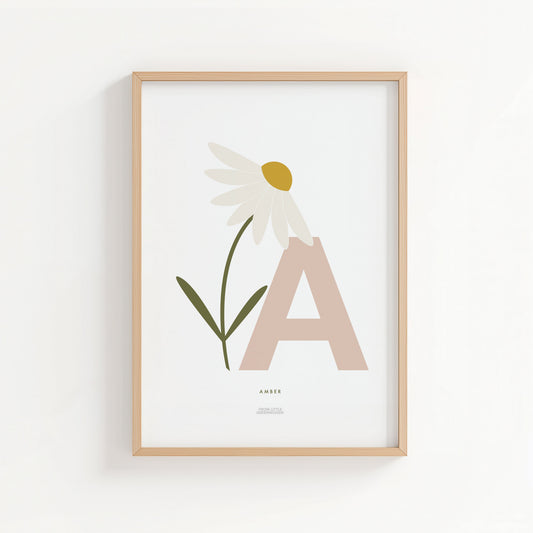 Single Stem Daisy Initial Print