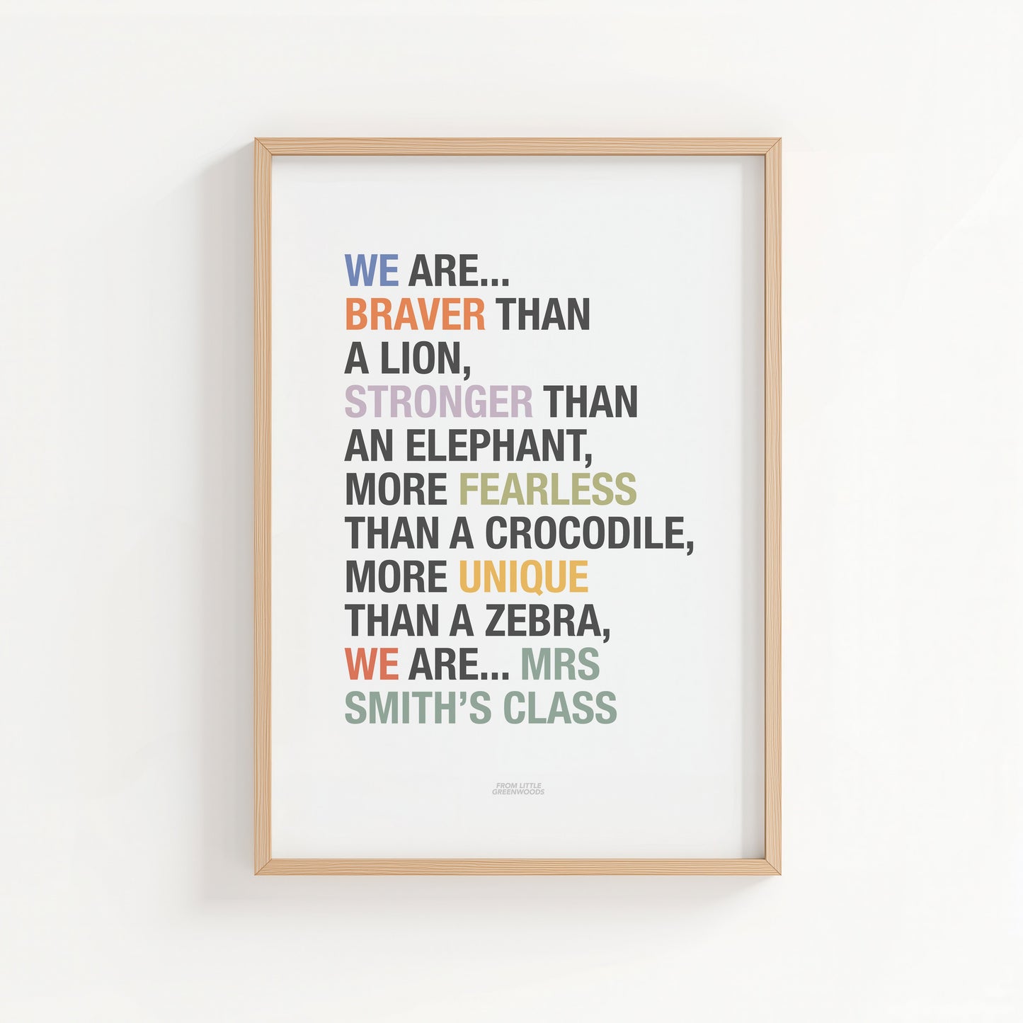 Personalised Classroom Affirmation Poster
