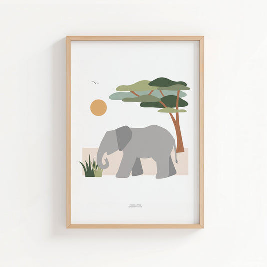 Children's Elephant Safari Print