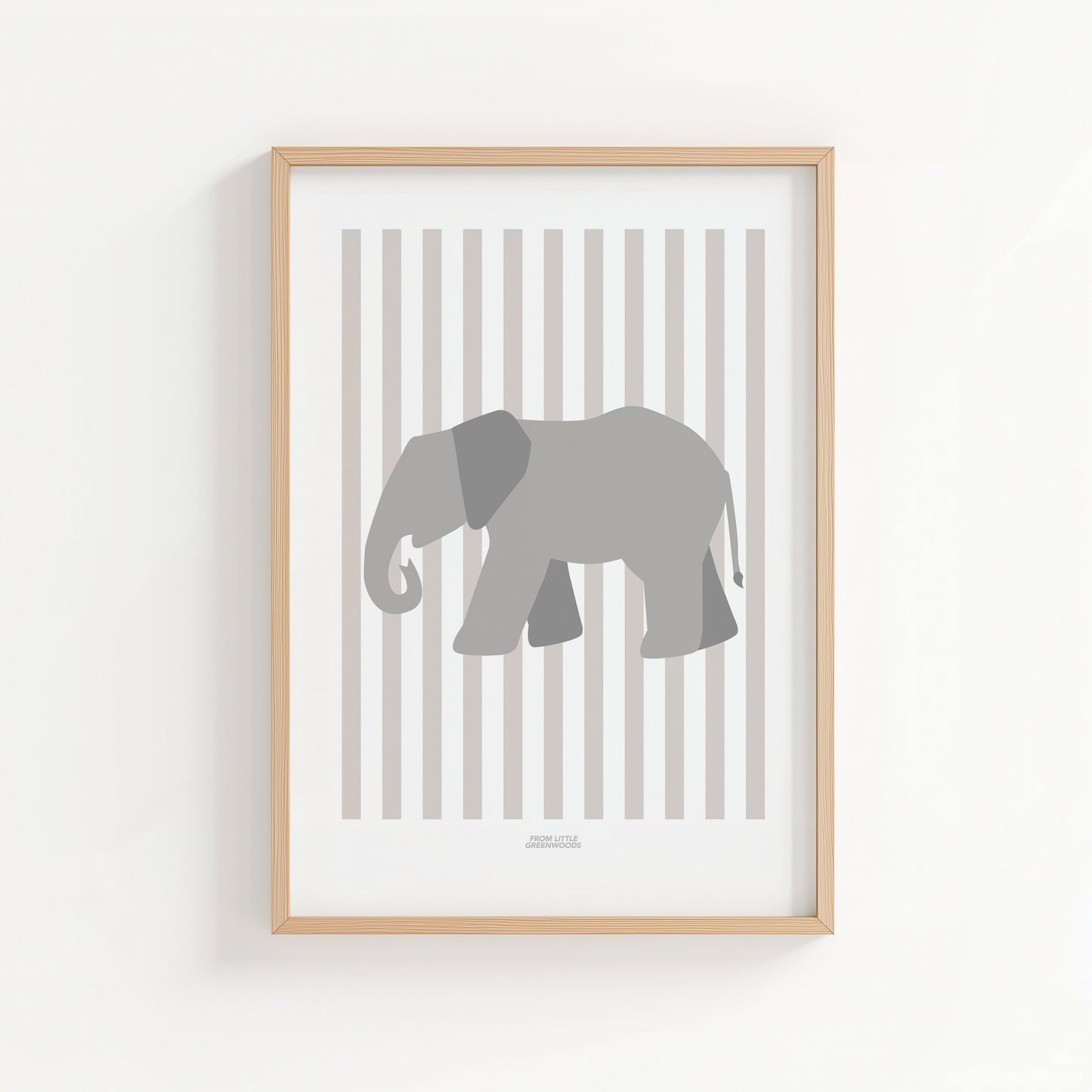 Children's Striped Elephant Print - Grey