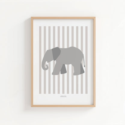 Children's Striped Elephant Print - Grey