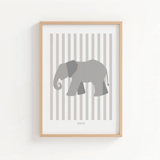 Children's Striped Elephant Print - Grey