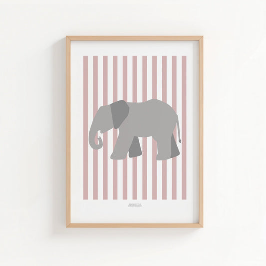 Children's Striped Elephant Print - Pink