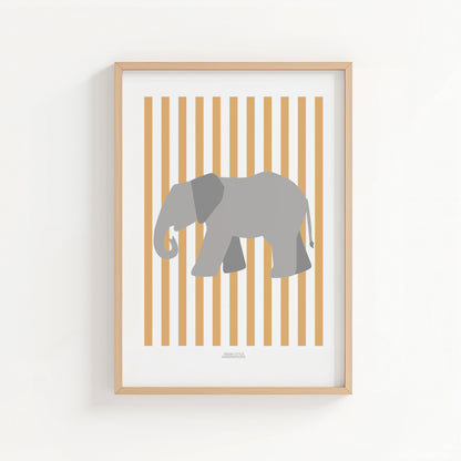 Children's Striped Elephant Print - Yellow