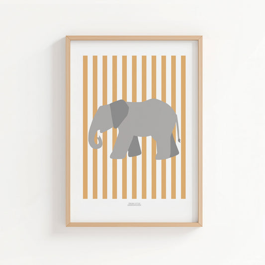 Children's Striped Elephant Print - Yellow