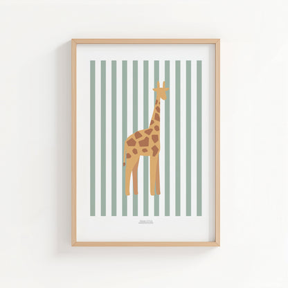 Children's Striped Giraffe Print - Teal