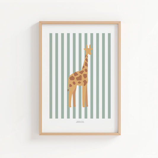 Children's Striped Giraffe Print - Teal