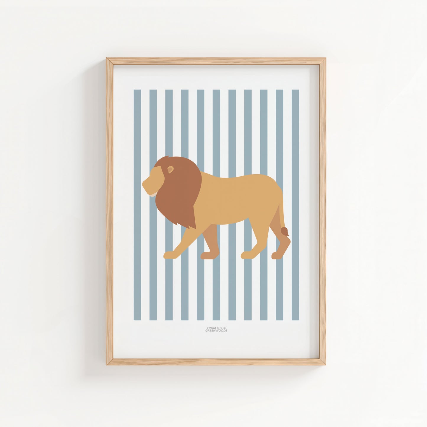 Children's Striped Lion Print - Blue