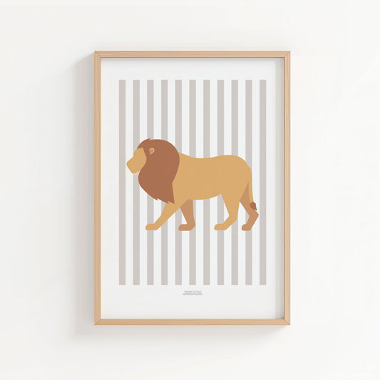 Children's Striped Lion Print - Grey