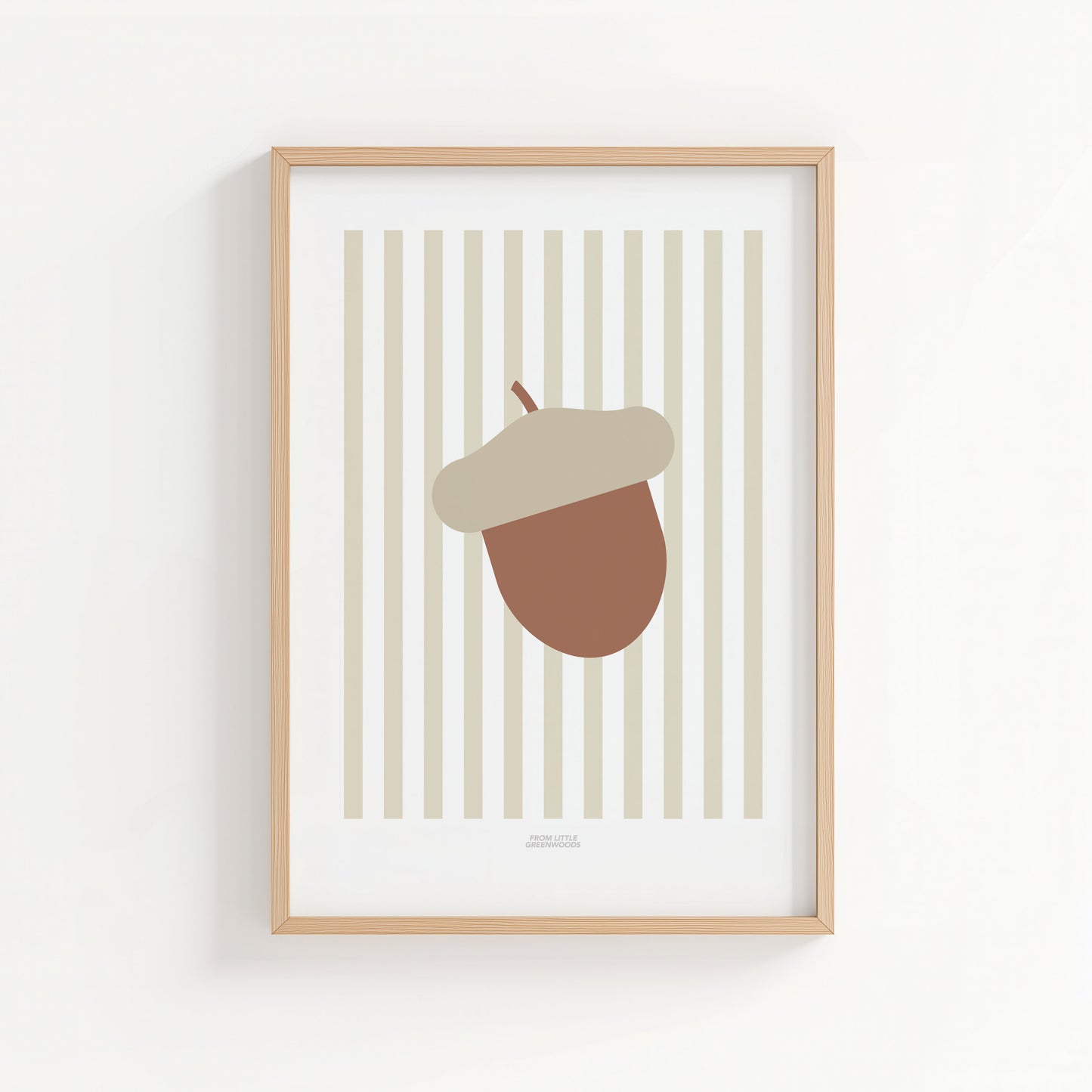 Children's Woodland Acorn Print - Oatmeal Stripes