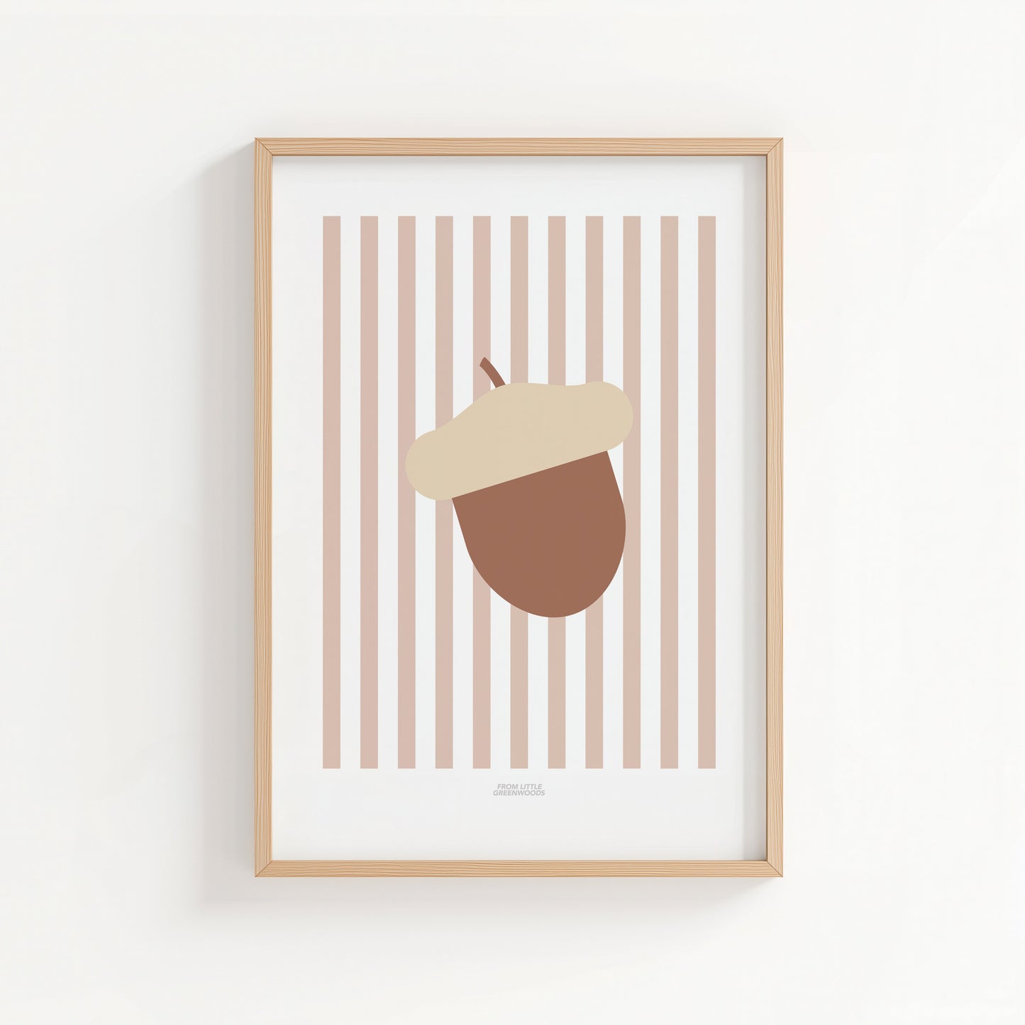 Children's Woodland Acorn Print - Pink Stripes