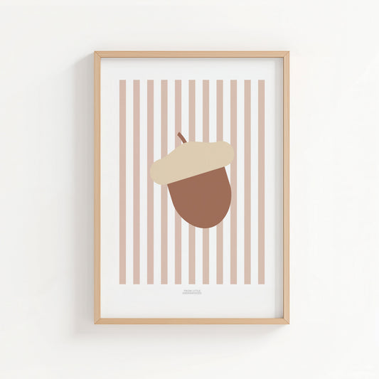 Children's Woodland Acorn Print - Pink Stripes