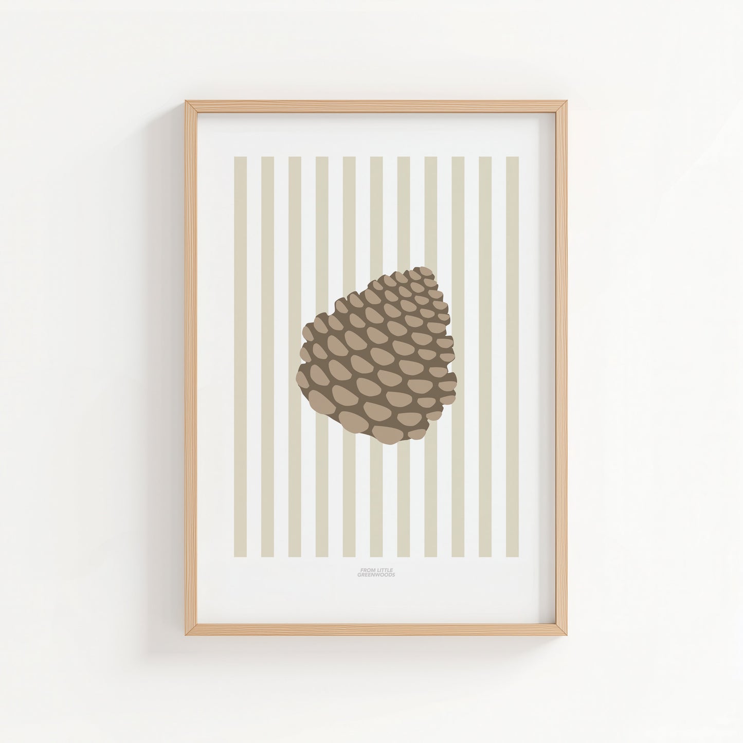 Children's Woodland Pinecone Print - Oatmeal Stripes