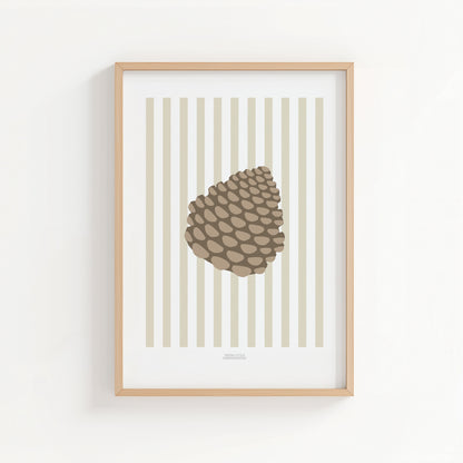 Children's Woodland Pinecone Print - Oatmeal Stripes