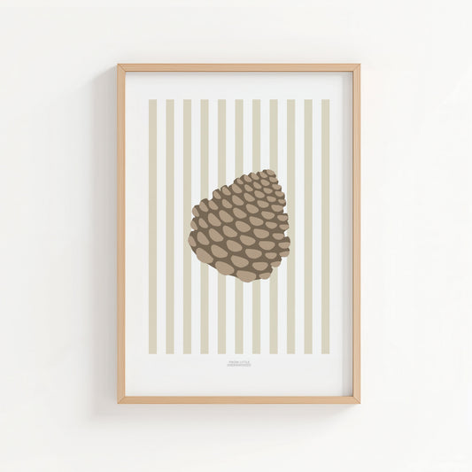 Children's Woodland Pinecone Print - Oatmeal Stripes