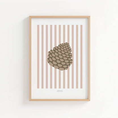 Children's Woodland Pinecone Print - Pink Stripes