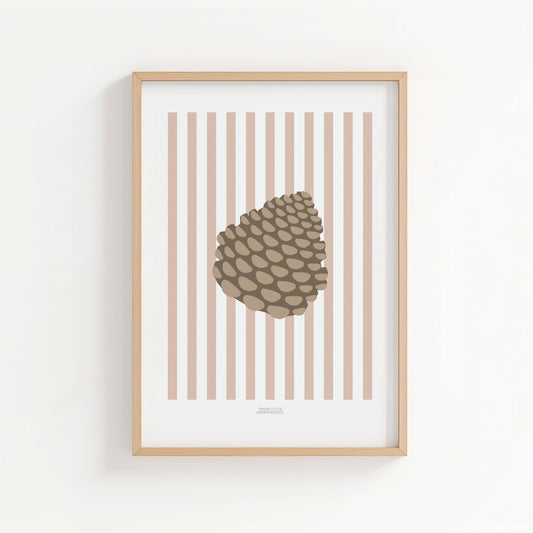 Children's Woodland Pinecone Print - Pink Stripes