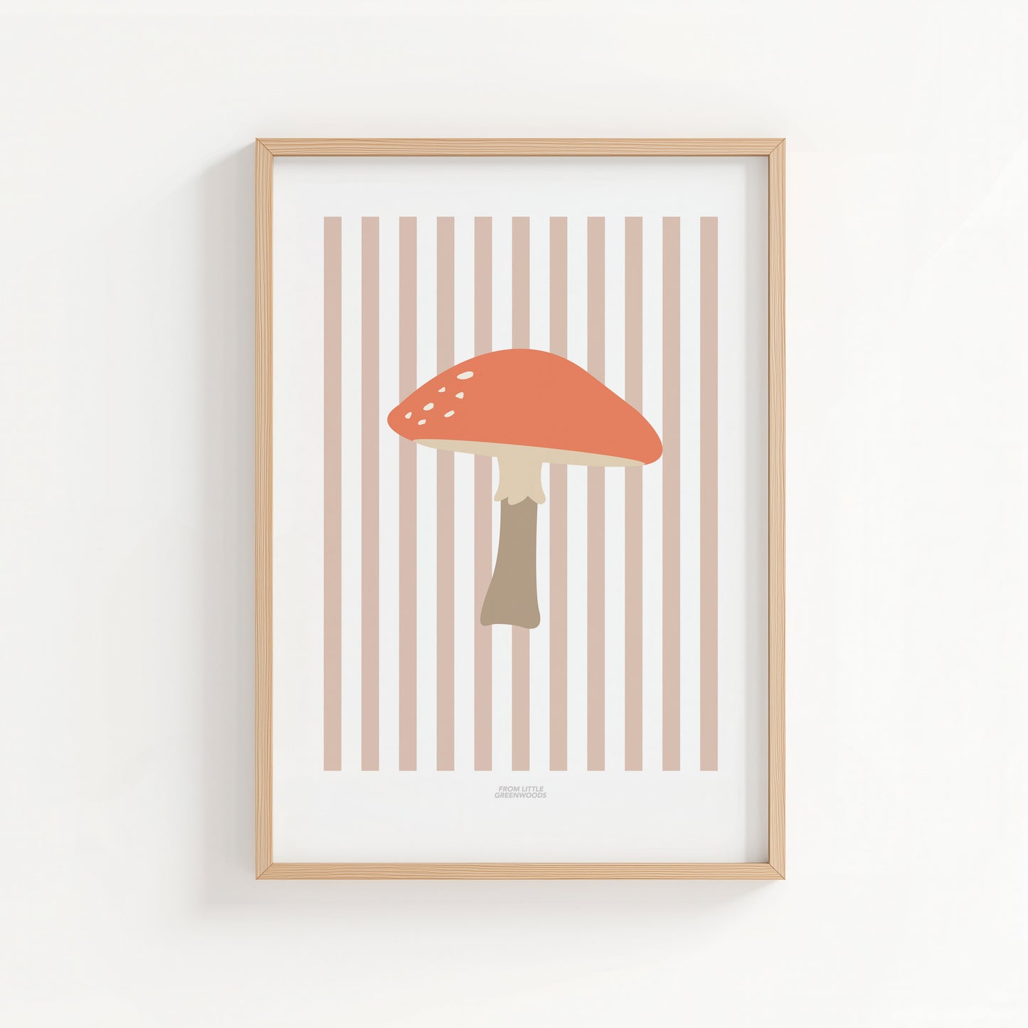 Children's Woodland Toadstool Print - Pink Stripes