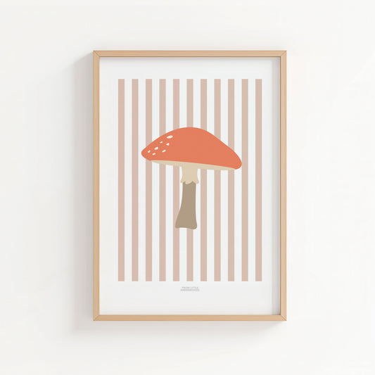 Children's Woodland Toadstool Print - Pink Stripes