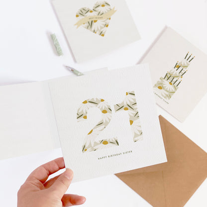 Personalised Daisy Age Birthday Cake Card