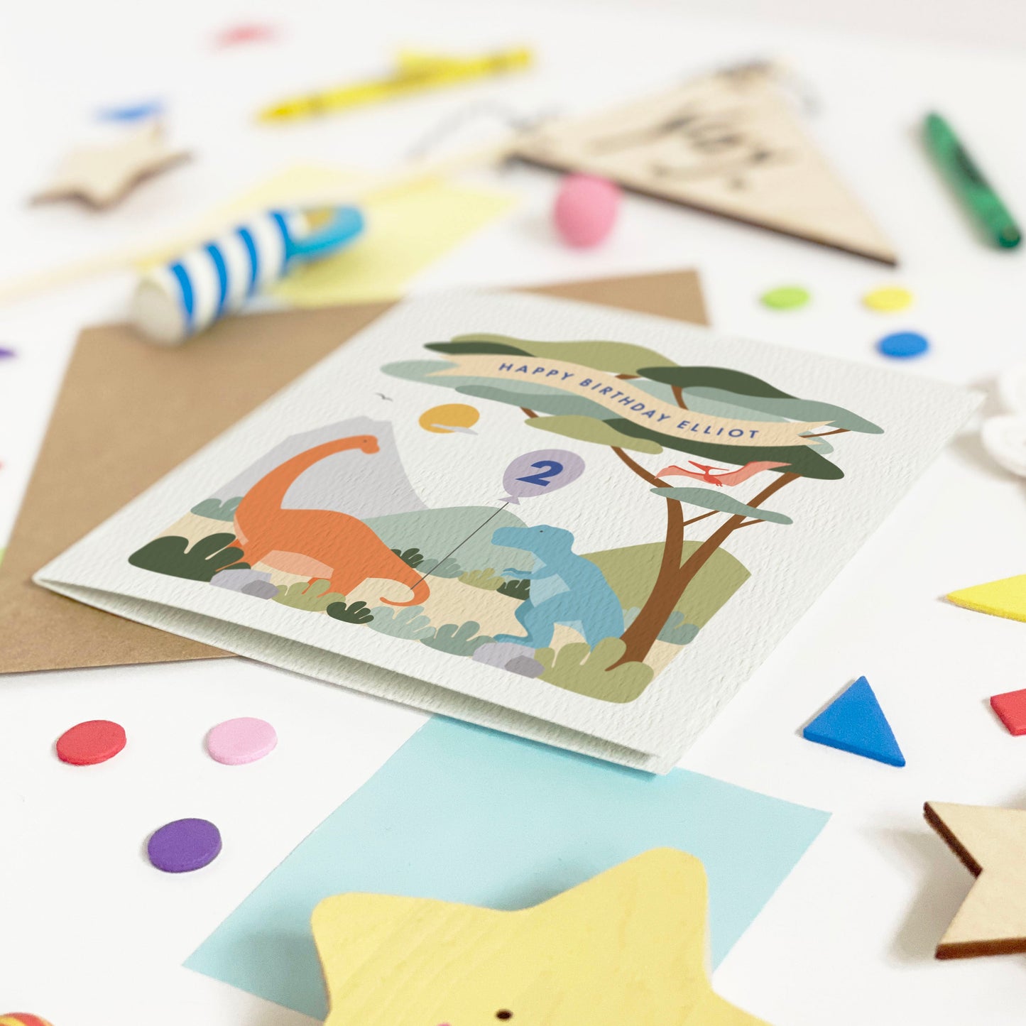 Kid's Dinosaur Birthday Card - Orange