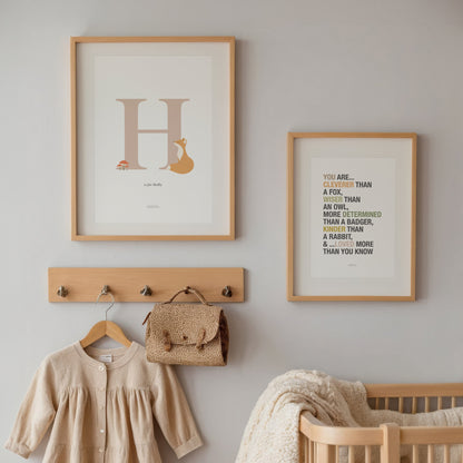 Personalised Woodland Fox Initial Print - Pink