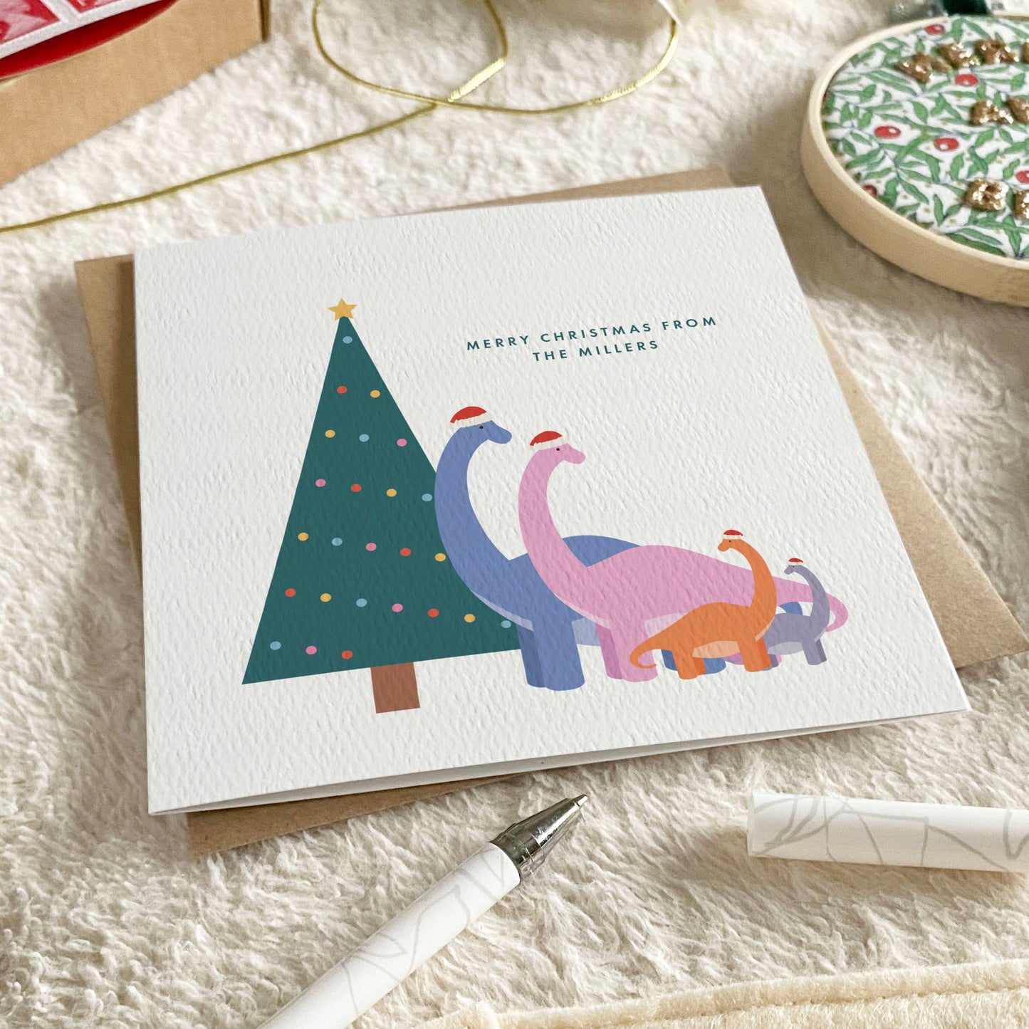 Personalised Dinosaur Family Christmas Card