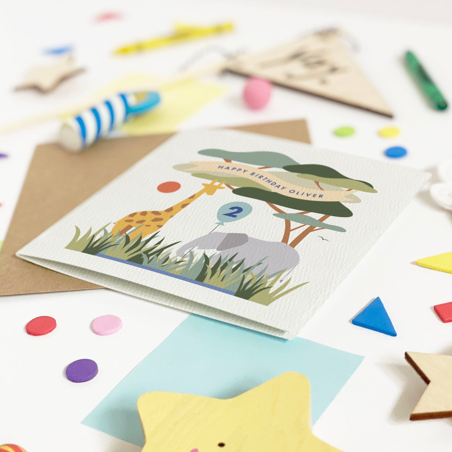 Boy's Safari Birthday Card - Blue