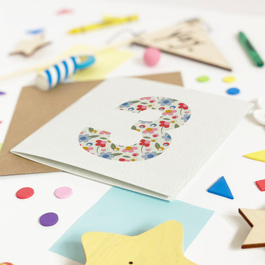 Personalised Ditsy Flower Age Birthday Card for Girls