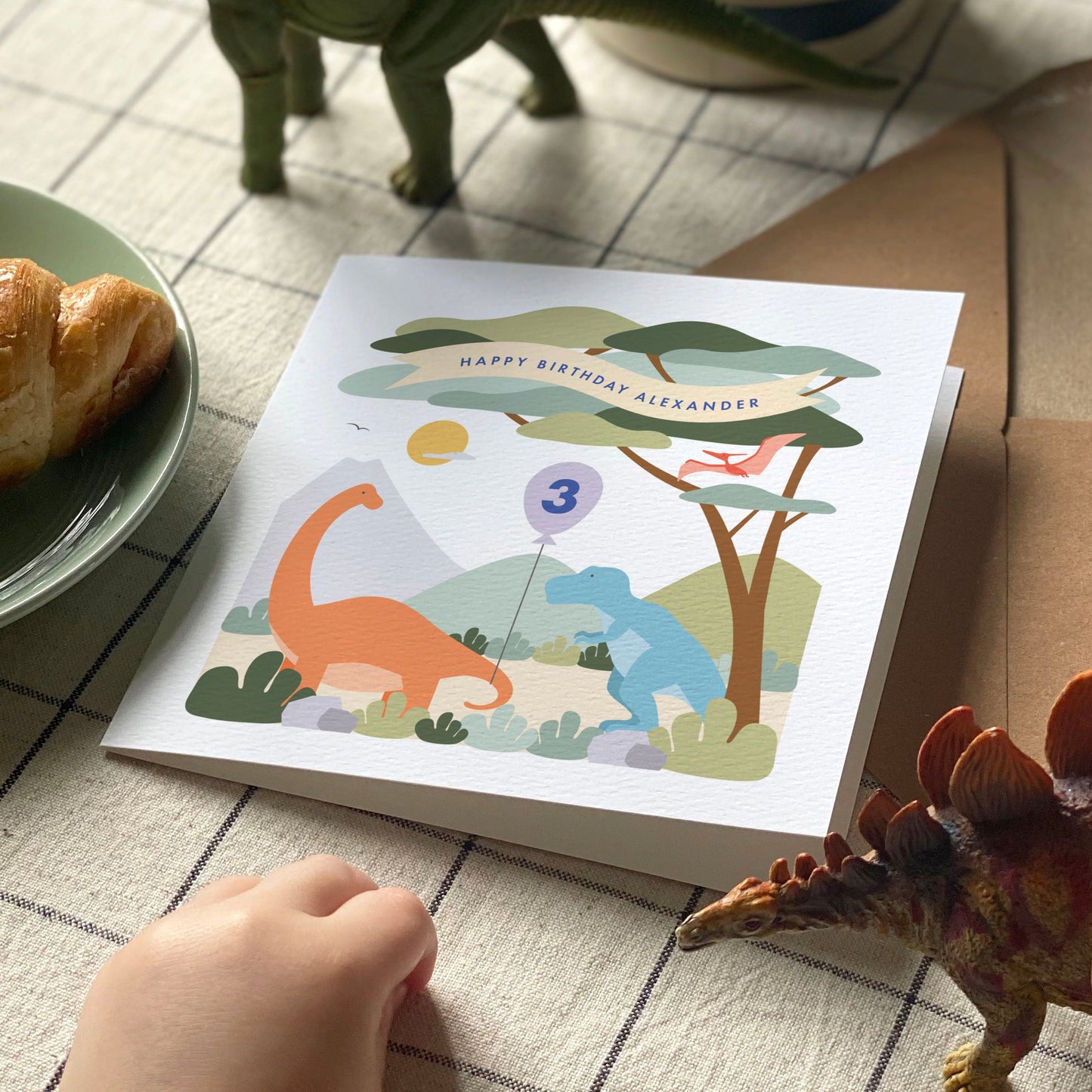 Kid's Dinosaur Birthday Card - Orange