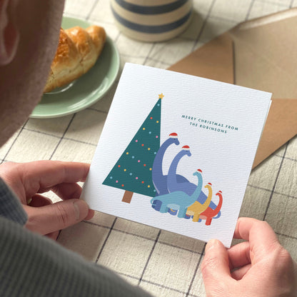 Personalised Dinosaur Family Christmas Card