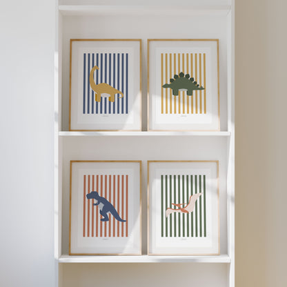 T-Rex Print - Red Stripes