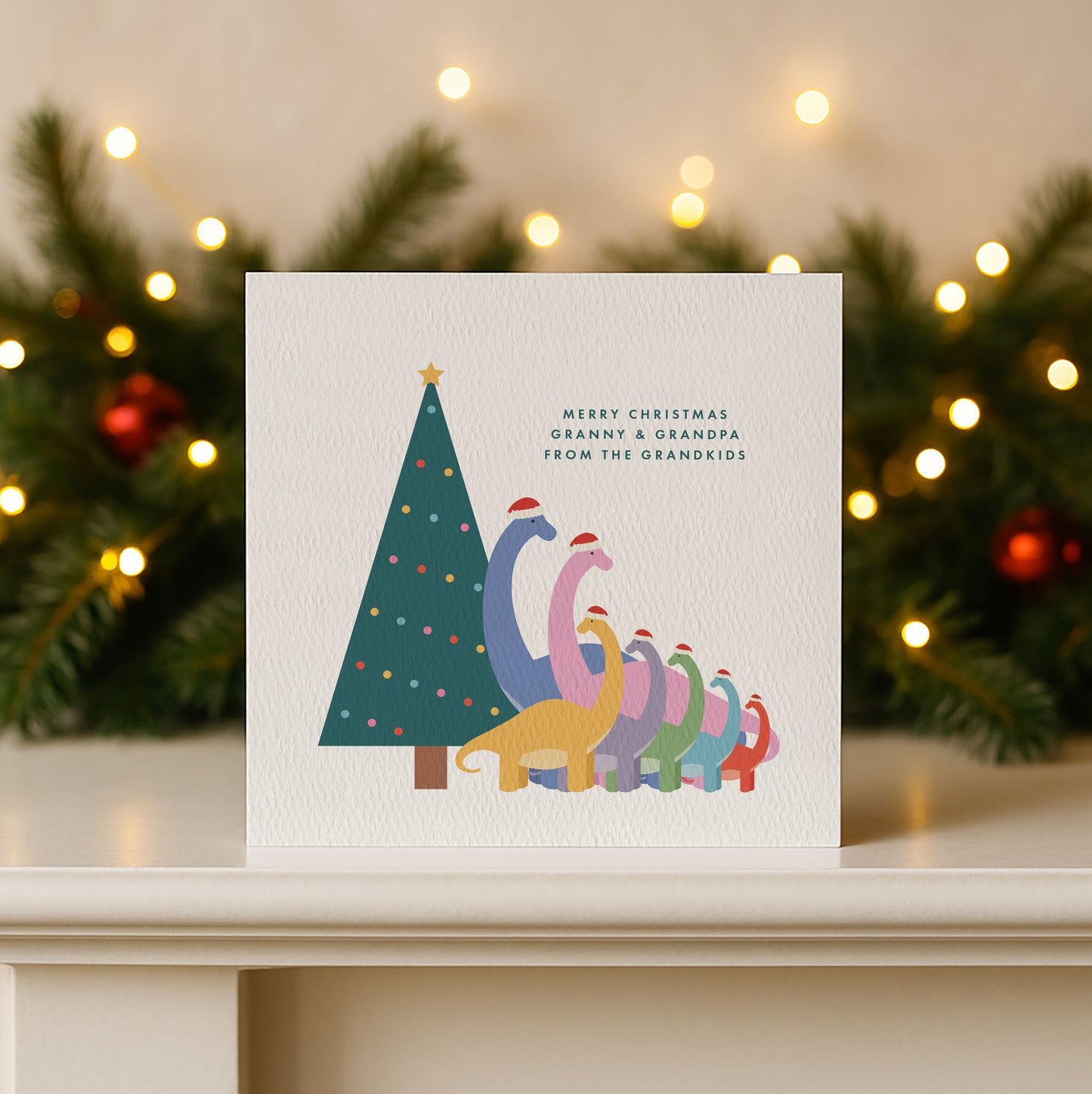 Personalised Dinosaur Family Christmas Card
