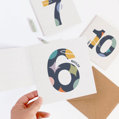 Children's Planets & Stars Age Birthday Card