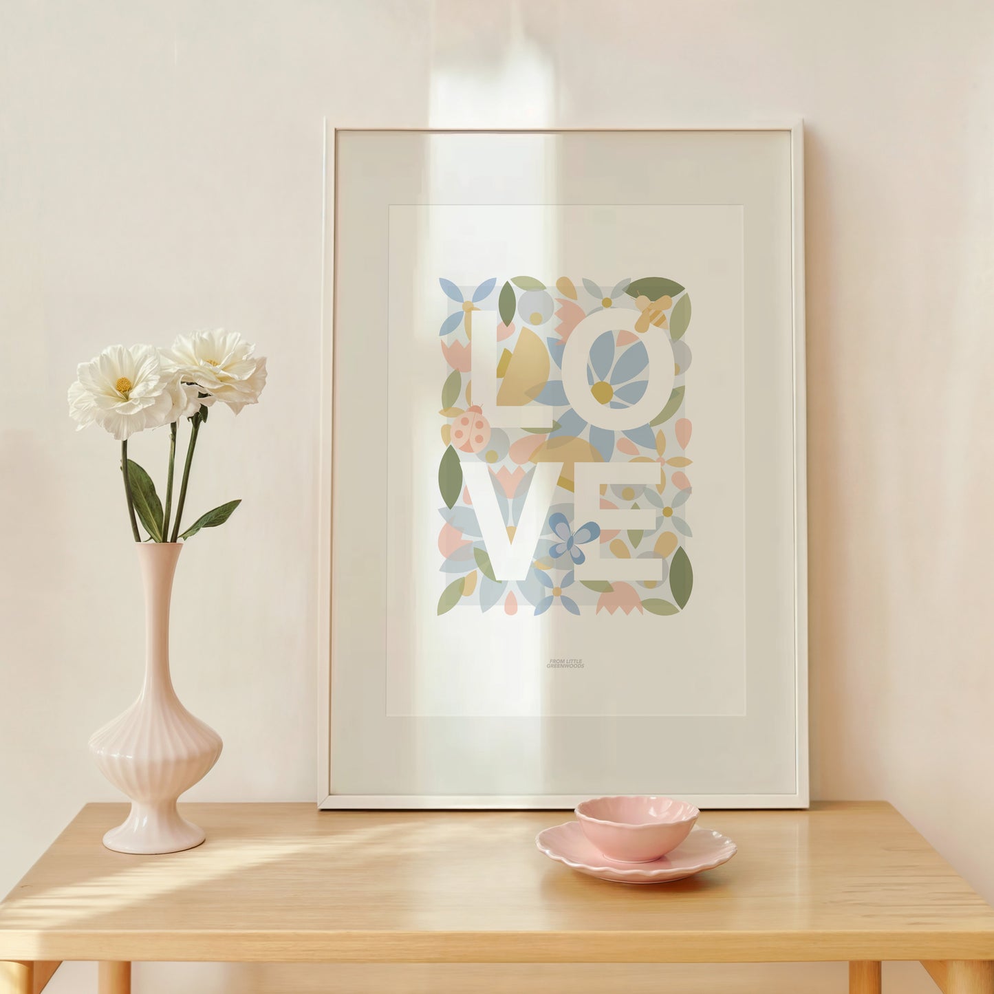 READY TO POST - A4 Floral Love Word Print