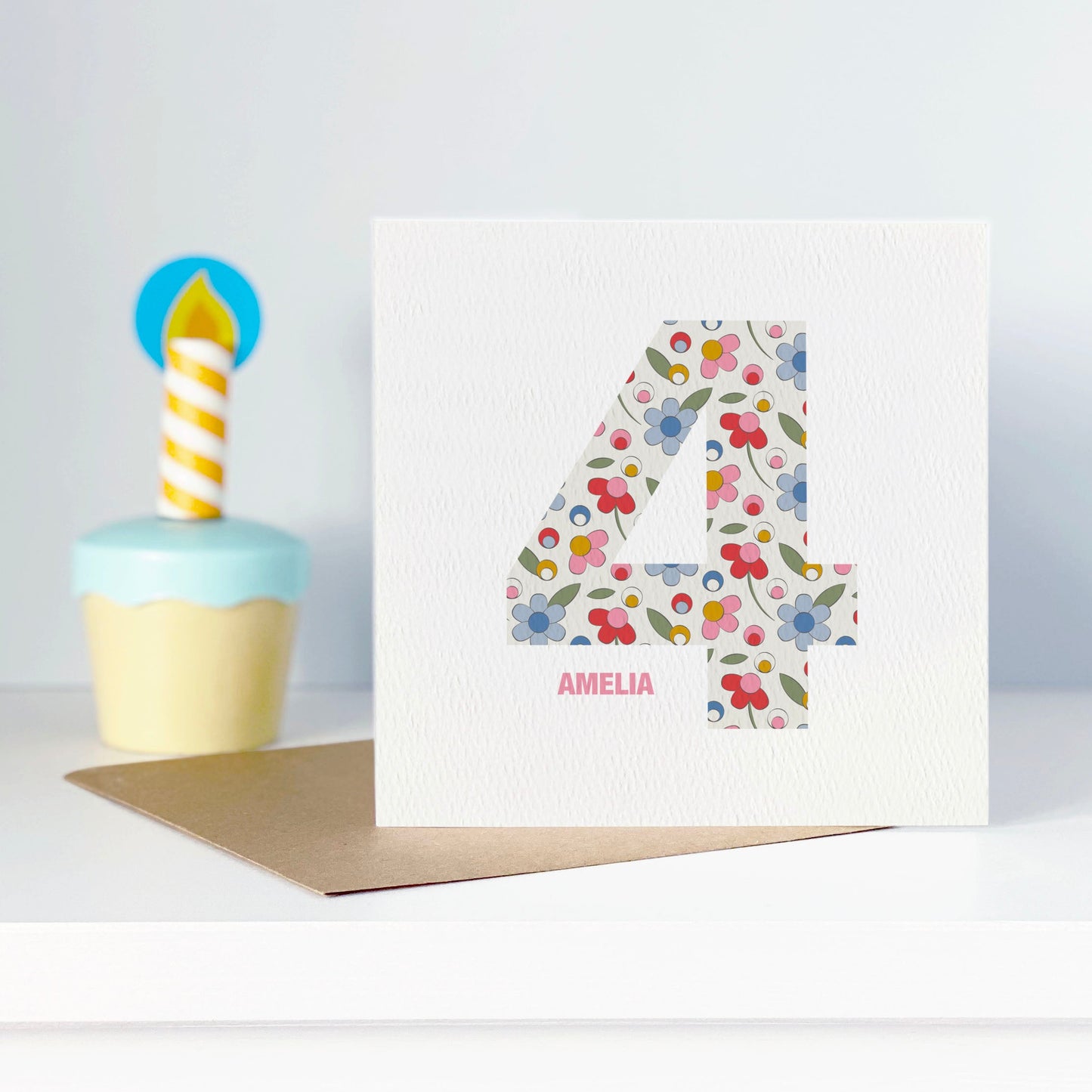 Personalised Ditsy Flower Age Birthday Card for Girls
