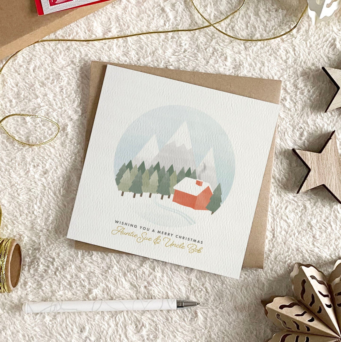 Personalised Scandi Winter Scene Christmas Card