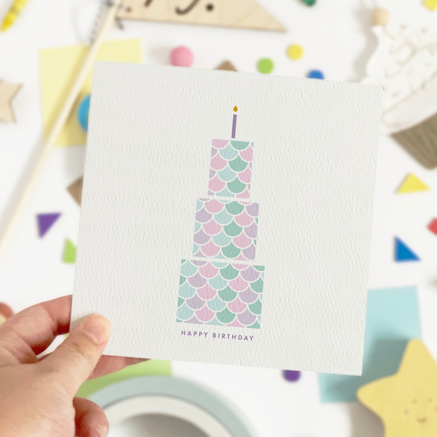 Personalised Mermaid Girl's Birthday Cake Card