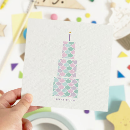 Personalised Mermaid Girl's Birthday Cake Card