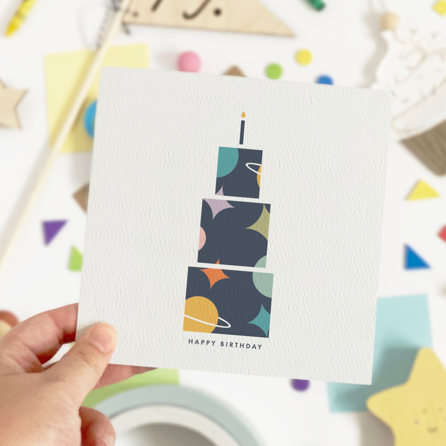 Space Birthday Cake Card