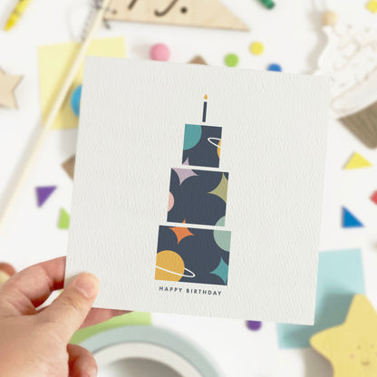 Space Birthday Cake Card