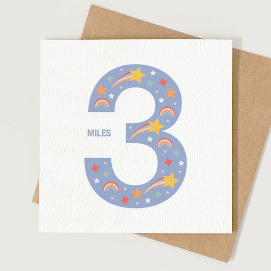 Boy's Age Birthday Card - Blue