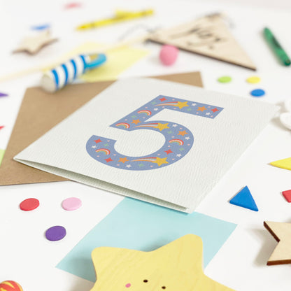 Boy's Age Birthday Card - Blue