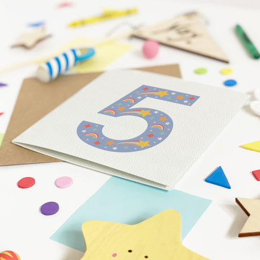 Boy's Age Birthday Card - Blue