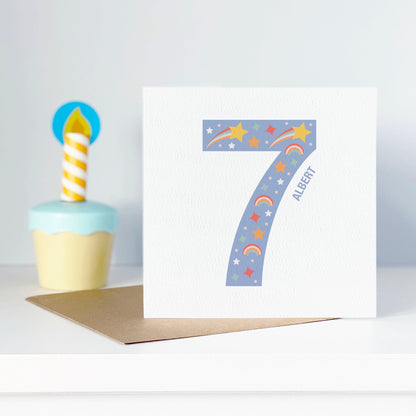 Boy's Age Birthday Card - Blue