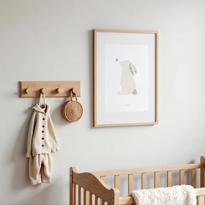 Blue Ditsy Flower Bunny Print